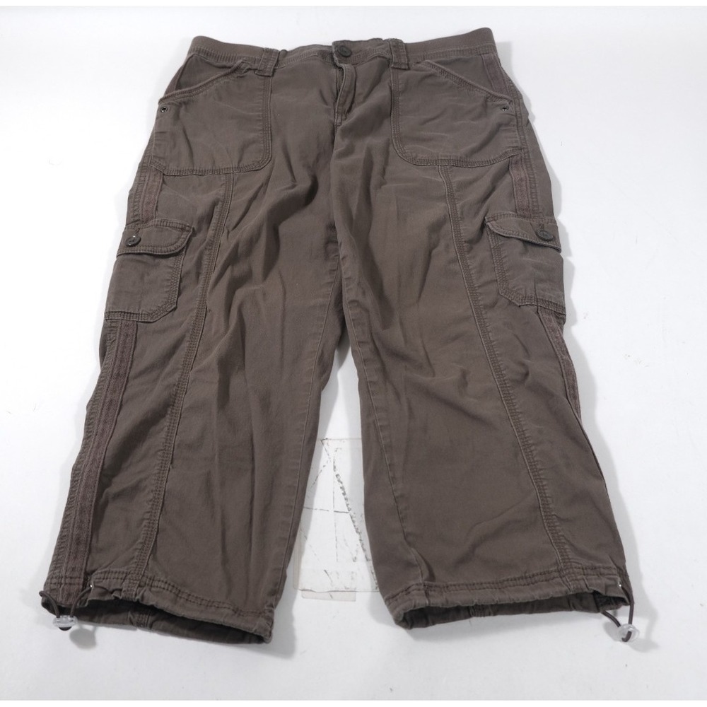 Style & Co Capris Women 10 Brown Cargo Pants Straight Leg Stretch Outdoor Pocket